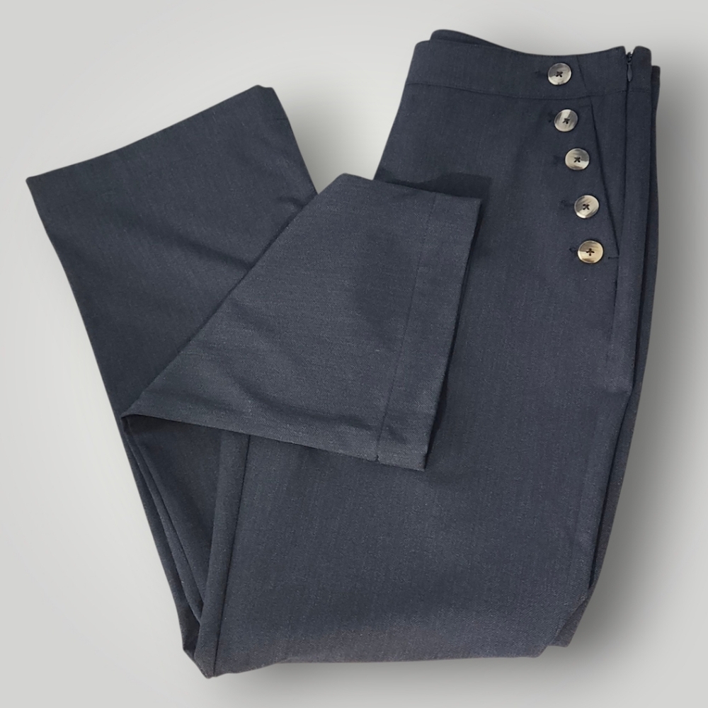 Ann Taylor‎ Factory The Sailor Trouser Womens 12 High Rise Navy Nautical Button